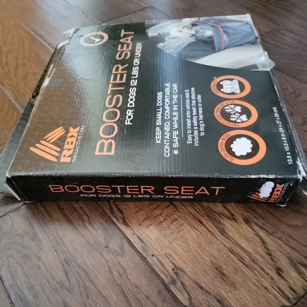 New in Box RBX Booster Seat For Dogs Up To 12lbs Gray And Orange
